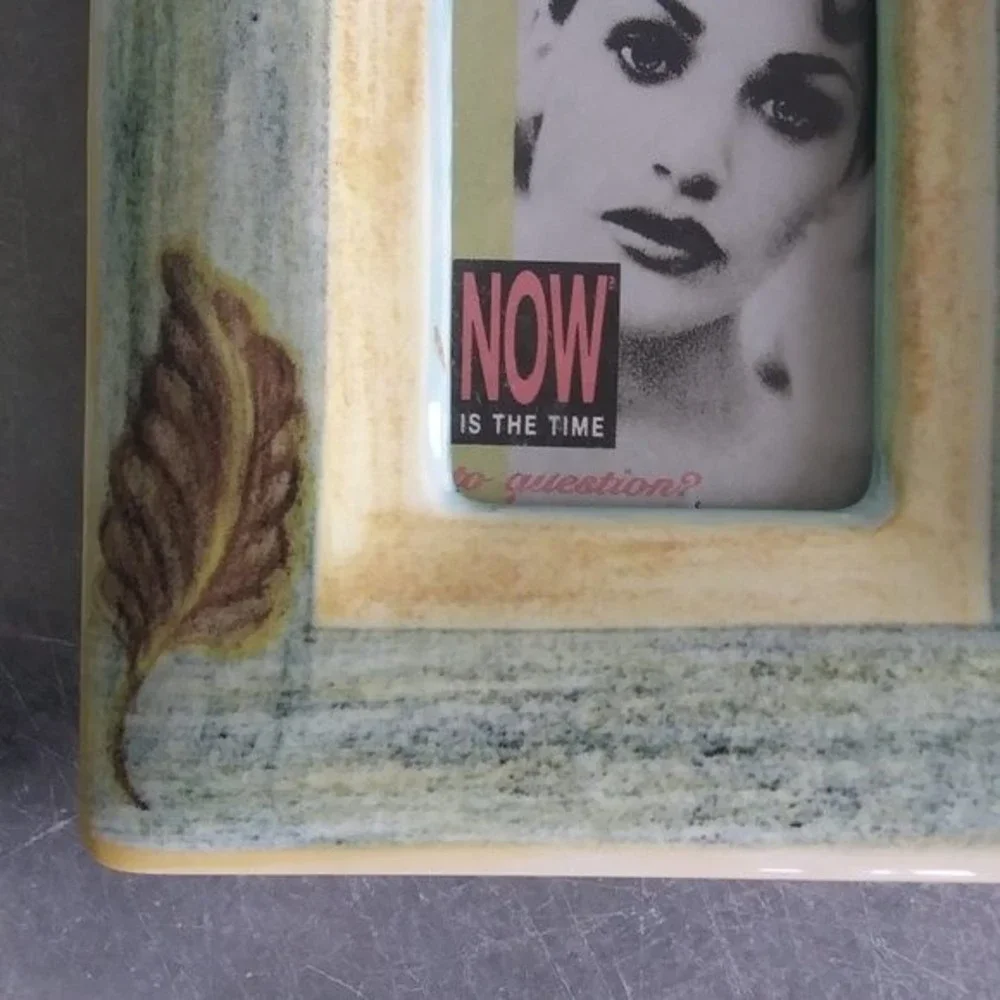 Ceramic Photo Frame with Leaf Motif